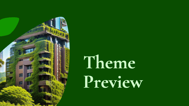 Vibrant green design with leaf shapes and sustainable architecture photography